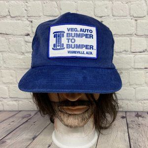 Vintage Corduroy Hat Cap Snapback Blue VEG. Auto Bumper to Bumper VEGREVILLE AB